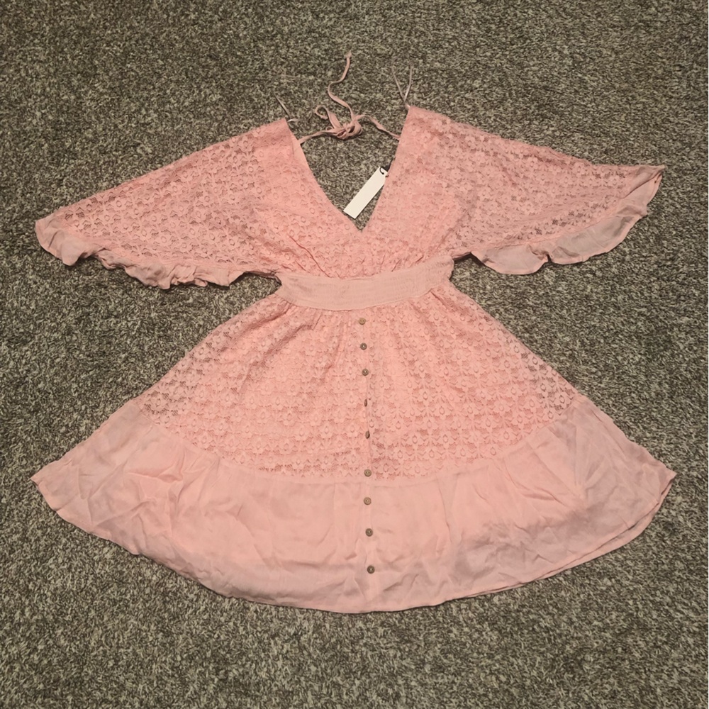 Papermoon Pink Lace Mini Dress - Picture 3 of 14